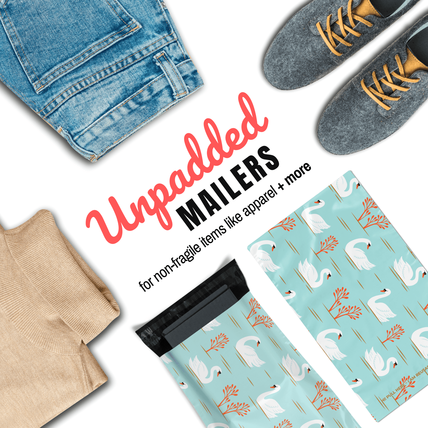 Reusable eco-friendly durable waterproof tear-resistant non-see-through self sealing cute poly mailer shipping envelope mailing bags for small business eBay Poshmark Etsy Depop Shopify thrift resellers clothing