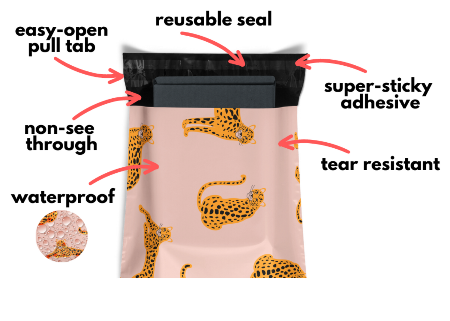 Reusable eco-friendly durable waterproof tear-resistant non-see-through self sealing cute poly mailer shipping envelope mailing bags for small business eBay Poshmark Etsy Depop Shopify thrift resellers clothing