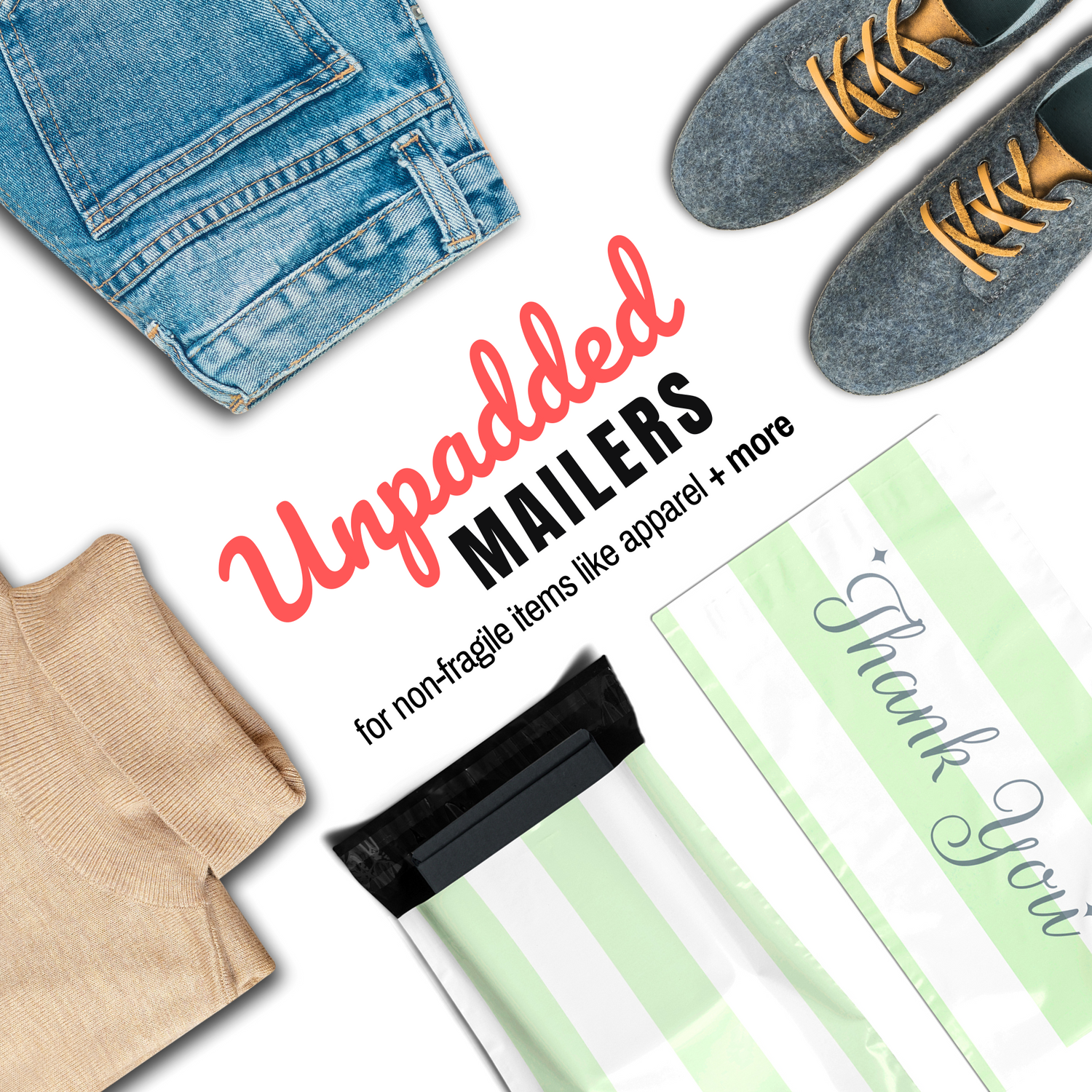 Reusable eco-friendly durable waterproof tear-resistant non-see-through self sealing cute poly mailer shipping envelope mailing bags for small business eBay Poshmark Etsy Depop Shopify thrift resellers clothing