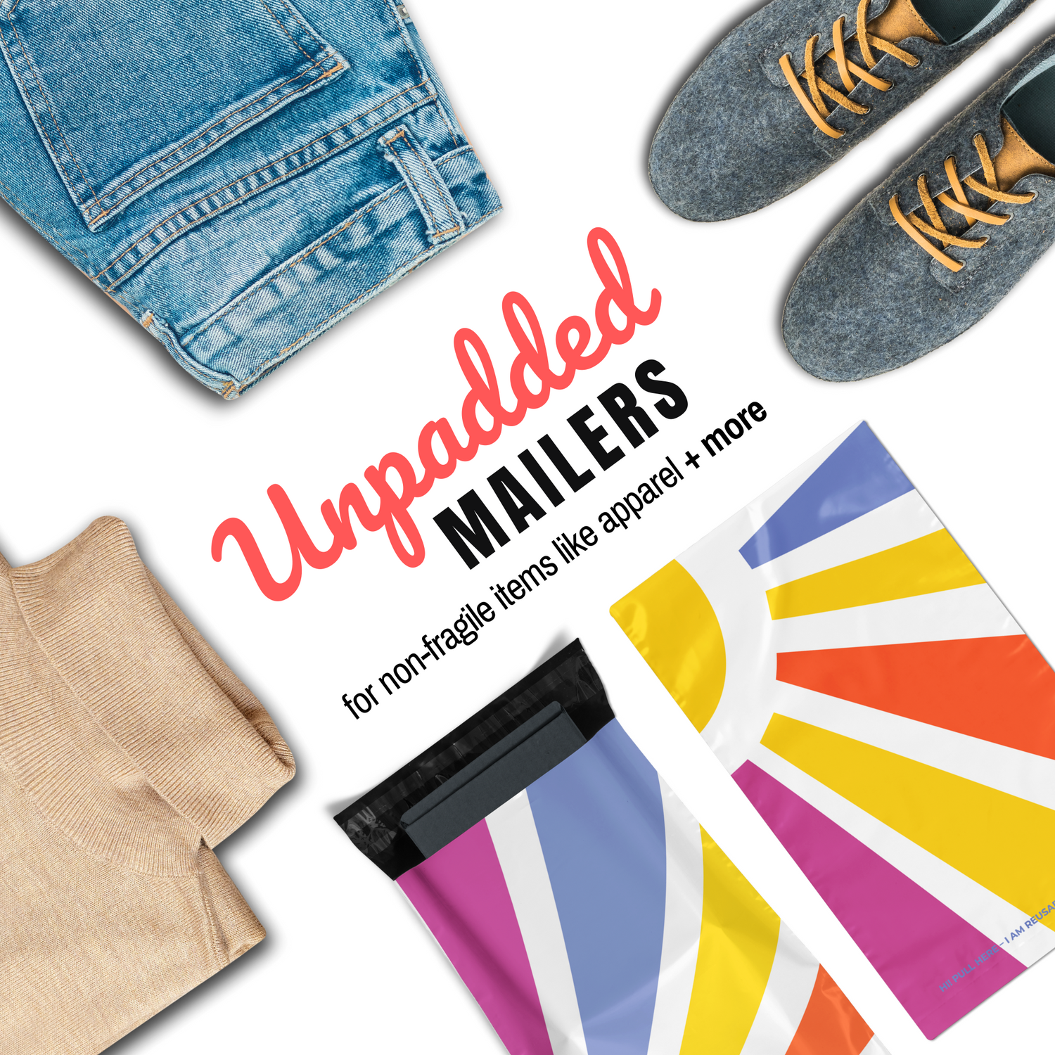 Reusable eco-friendly durable waterproof tear-resistant non-see-through self sealing cute poly mailer shipping envelope mailing bags for small business eBay Poshmark Etsy Depop Shopify thrift resellers clothing