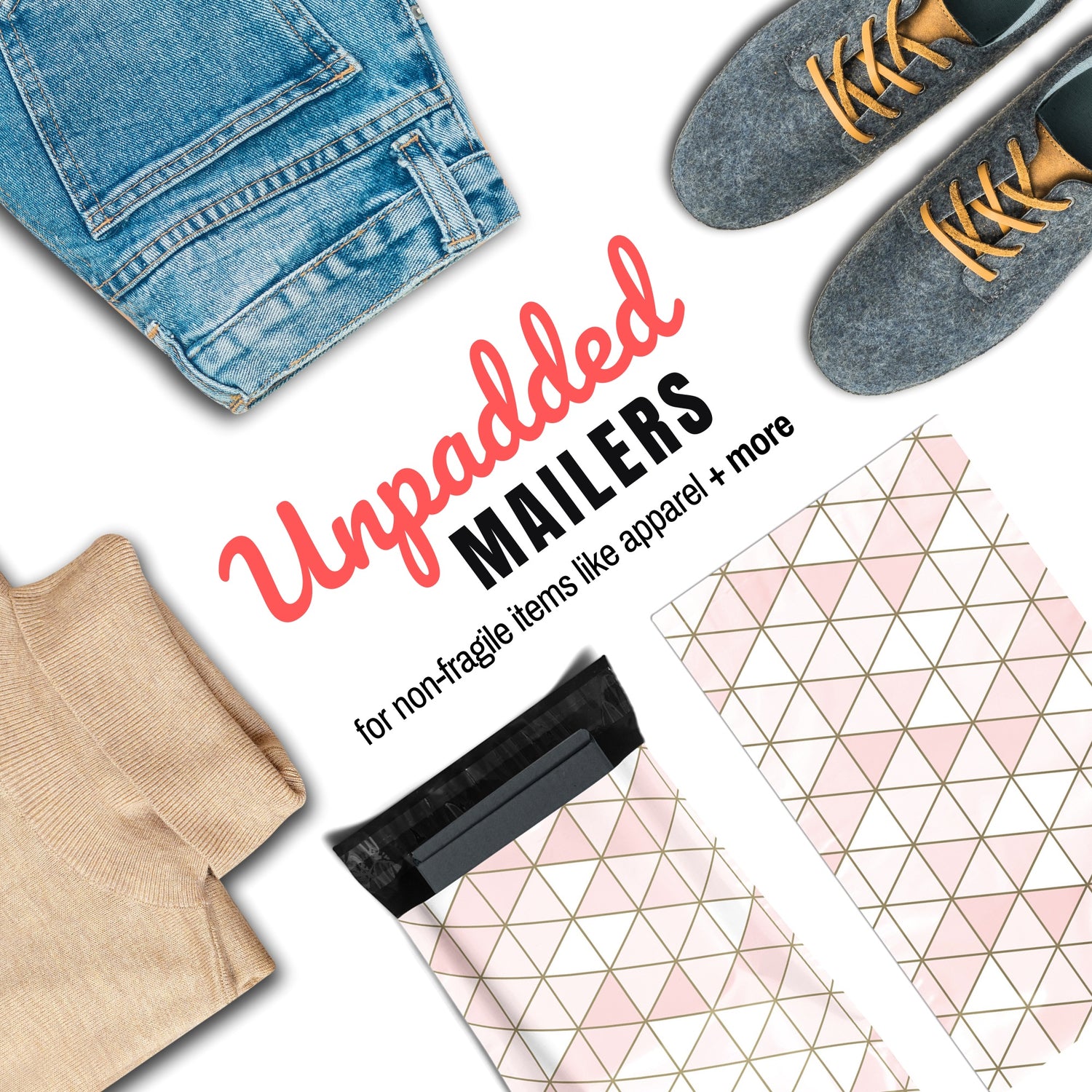 Reusable eco-friendly durable waterproof tear-resistant non-see-through self sealing cute poly mailer shipping envelope mailing bags for small business eBay Poshmark Etsy Depop Shopify thrift resellers clothing