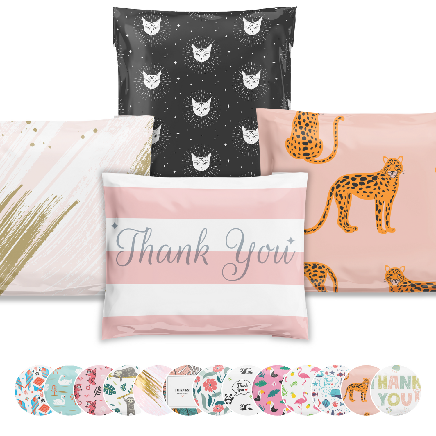 Reusable eco-friendly durable waterproof tear-resistant non-see-through self sealing cute poly mailer shipping envelope mailing bags for small business eBay Poshmark Etsy Depop Shopify thrift resellers clothing