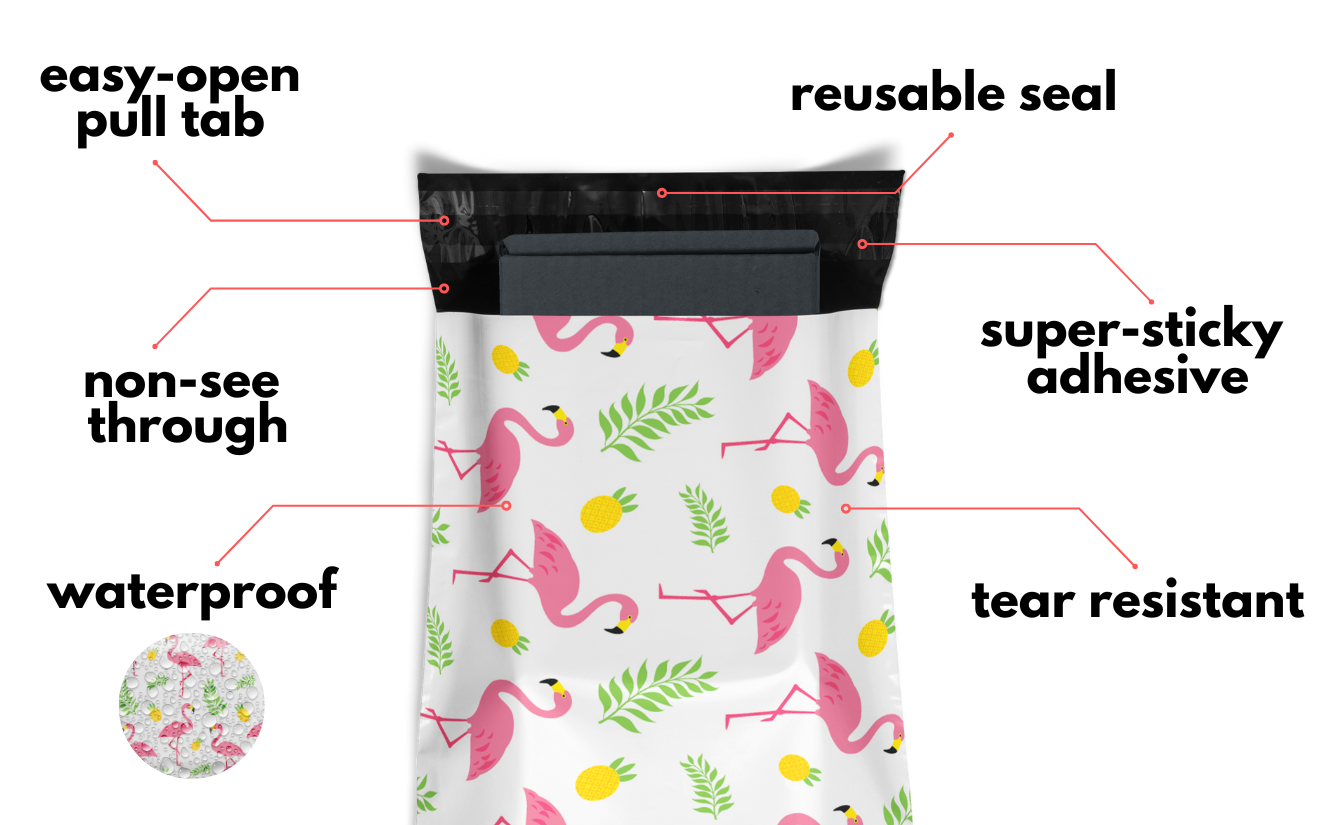 Reusable eco-friendly durable waterproof tear-resistant non-see-through self sealing cute poly mailer shipping envelope mailing bags for small business eBay Poshmark Etsy Depop Shopify thrift resellers clothing