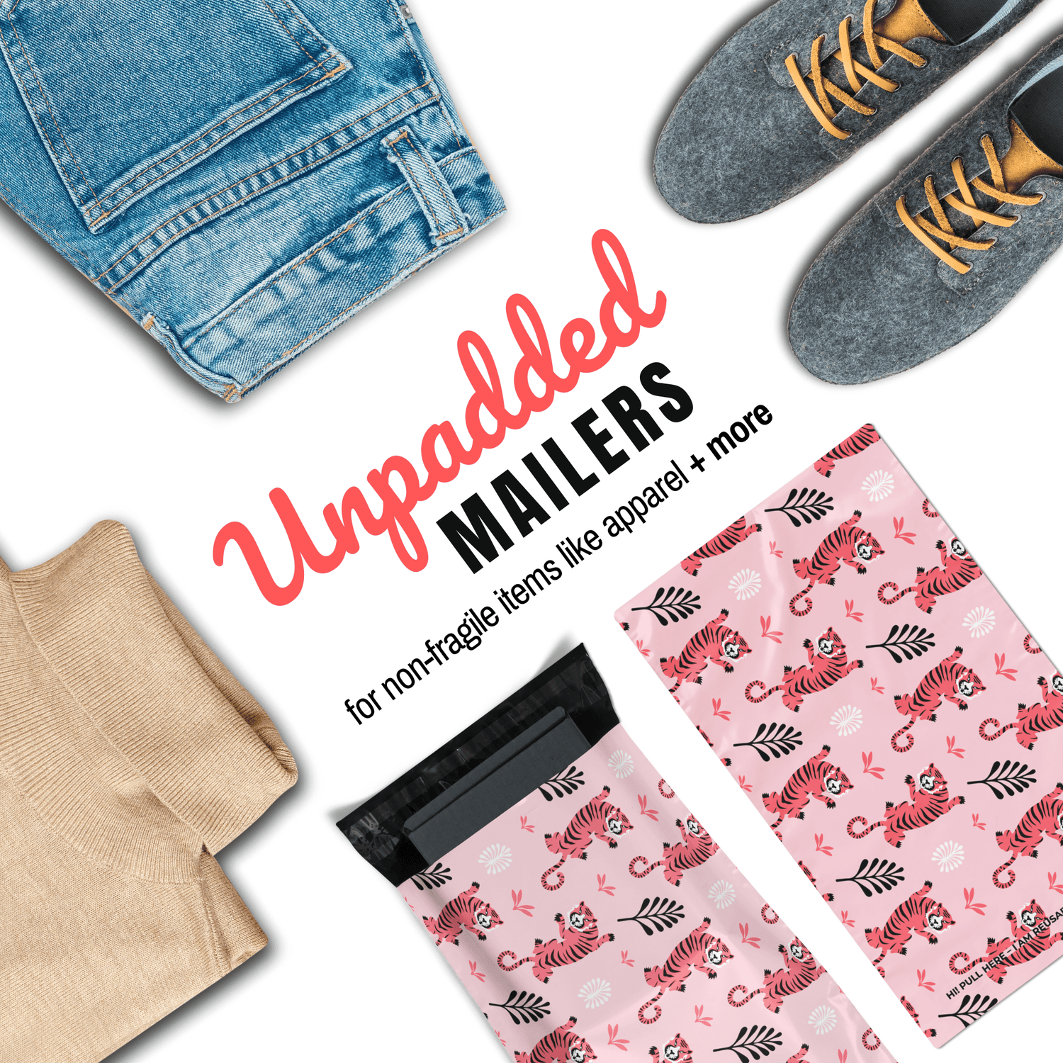 Reusable eco-friendly durable waterproof tear-resistant non-see-through self sealing cute poly mailer shipping envelope mailing bags for small business eBay Poshmark Etsy Depop Shopify thrift resellers clothing