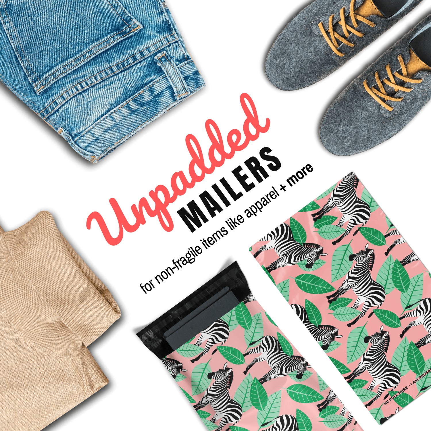 Reusable eco-friendly durable waterproof tear-resistant non-see-through self sealing cute poly mailer shipping envelope mailing bags for small business eBay Poshmark Etsy Depop Shopify thrift resellers clothing