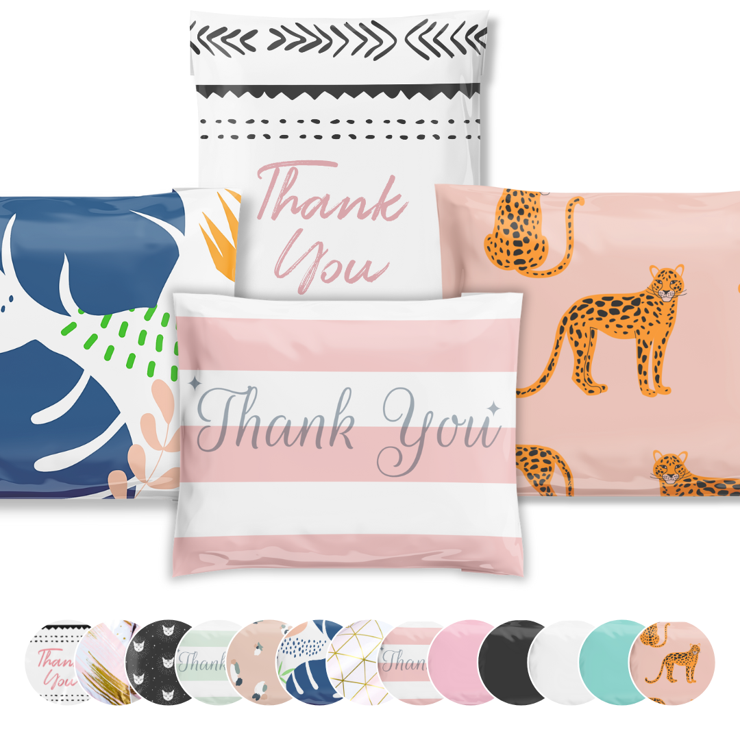 Reusable eco-friendly durable waterproof tear-resistant non-see-through self sealing cute poly mailer shipping envelope mailing bags for small business eBay Poshmark Etsy Depop Shopify thrift resellers clothing