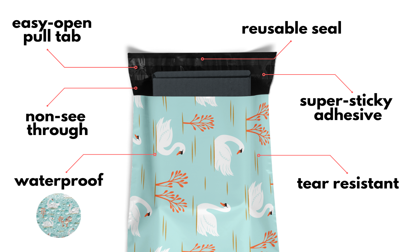 Reusable eco-friendly durable waterproof tear-resistant non-see-through self sealing cute poly mailer shipping envelope mailing bags for small business eBay Poshmark Etsy Depop Shopify thrift resellers clothing