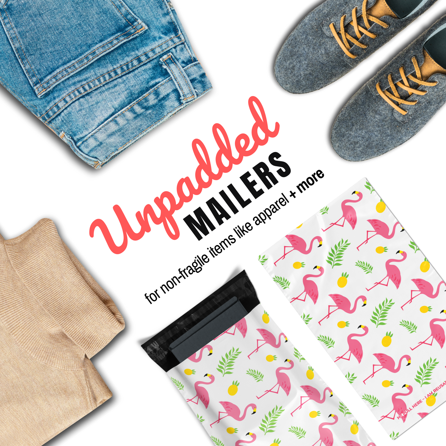 Reusable eco-friendly durable waterproof tear-resistant non-see-through self sealing cute poly mailer shipping envelope mailing bags for small business eBay Poshmark Etsy Depop Shopify thrift resellers clothing