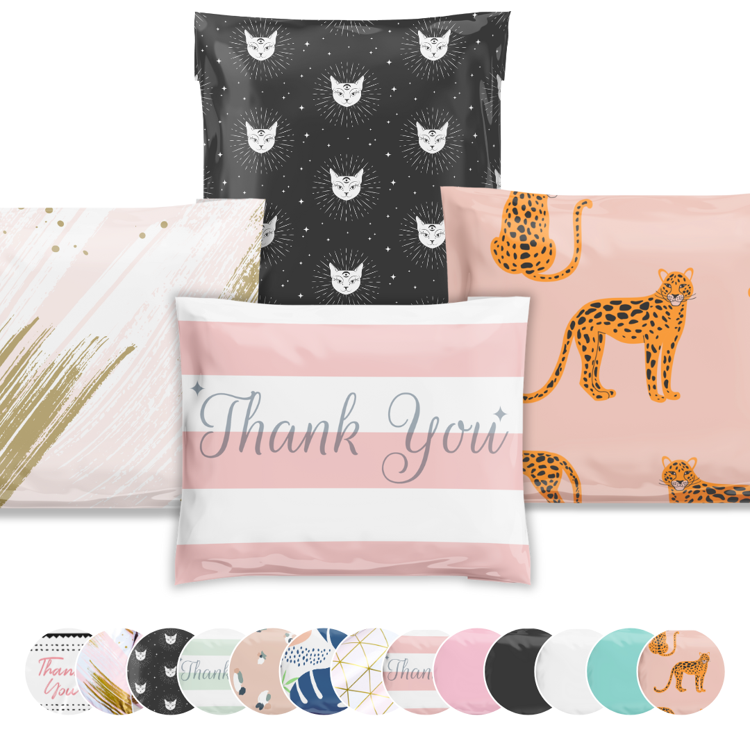 Reusable eco-friendly durable waterproof tear-resistant non-see-through self sealing cute poly mailer shipping envelope mailing bags for small business eBay Poshmark Etsy Depop Shopify thrift resellers clothing