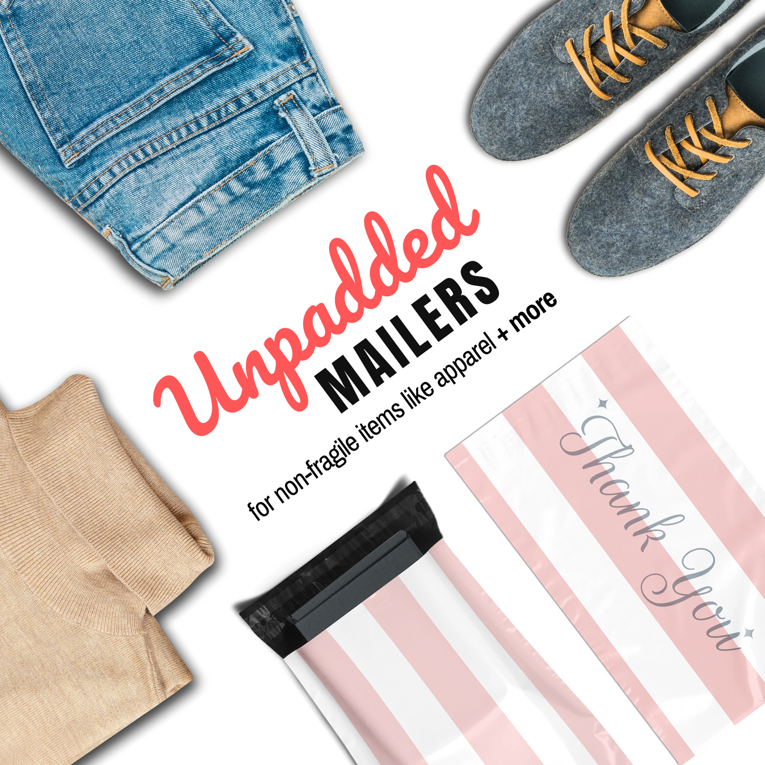 Reusable eco-friendly durable waterproof tear-resistant non-see-through self sealing cute poly mailer shipping envelope mailing bags for small business eBay Poshmark Etsy Depop Shopify thrift resellers clothing