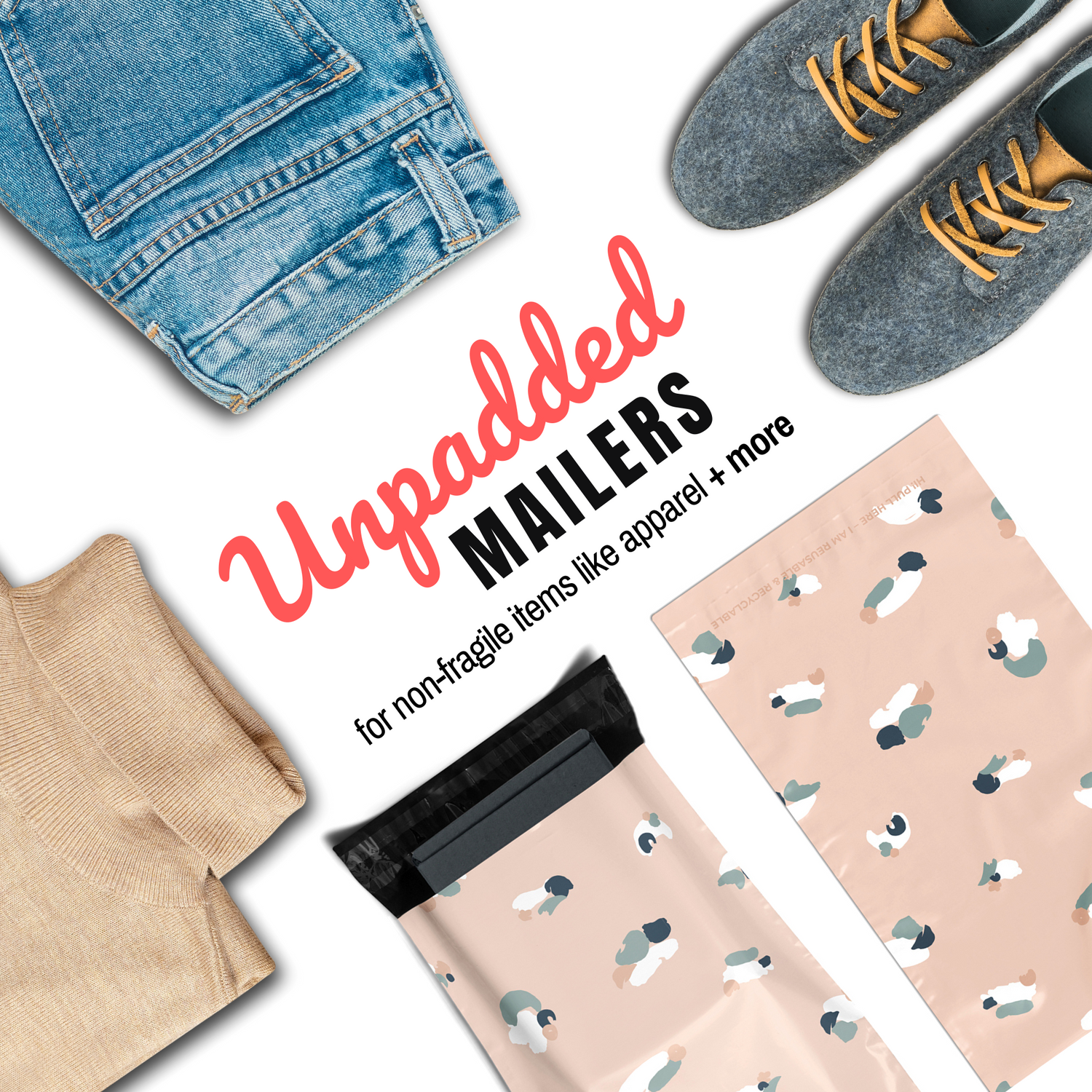 Reusable eco-friendly durable waterproof tear-resistant non-see-through self sealing cute poly mailer shipping envelope mailing bags for small business eBay Poshmark Etsy Depop Shopify thrift resellers clothing