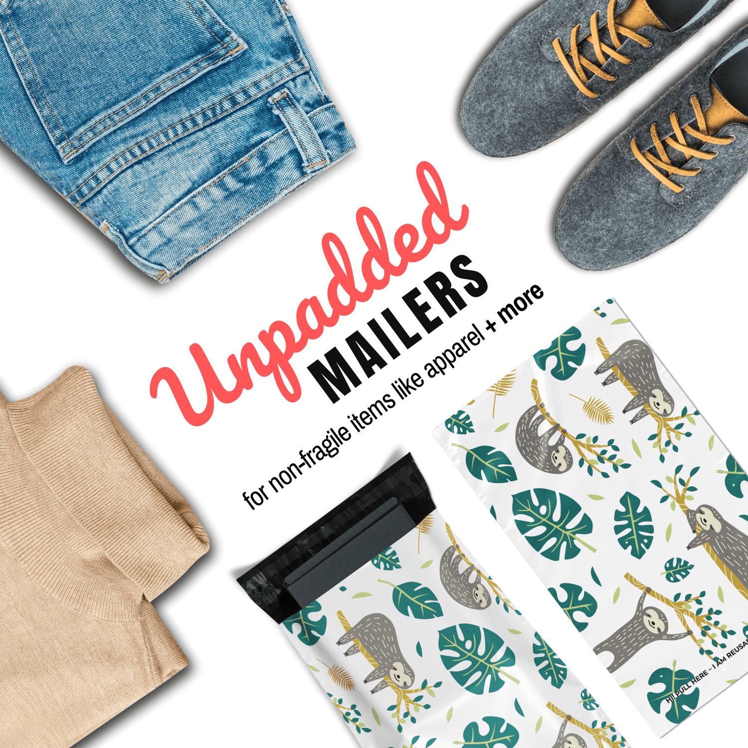 Reusable eco-friendly durable waterproof tear-resistant non-see-through self sealing cute poly mailer shipping envelope mailing bags for small business eBay Poshmark Etsy Depop Shopify thrift resellers clothing