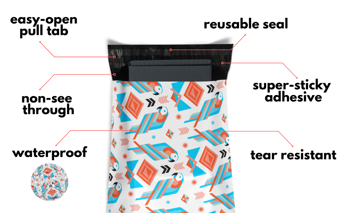 Reusable eco-friendly durable waterproof tear-resistant non-see-through self sealing cute poly mailer shipping envelope mailing bags for small business eBay Poshmark Etsy Depop Shopify thrift resellers clothing